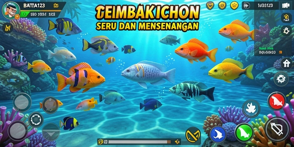 Screenshot gameplay BATA123 dengan aksi menembak ikan yang seru.