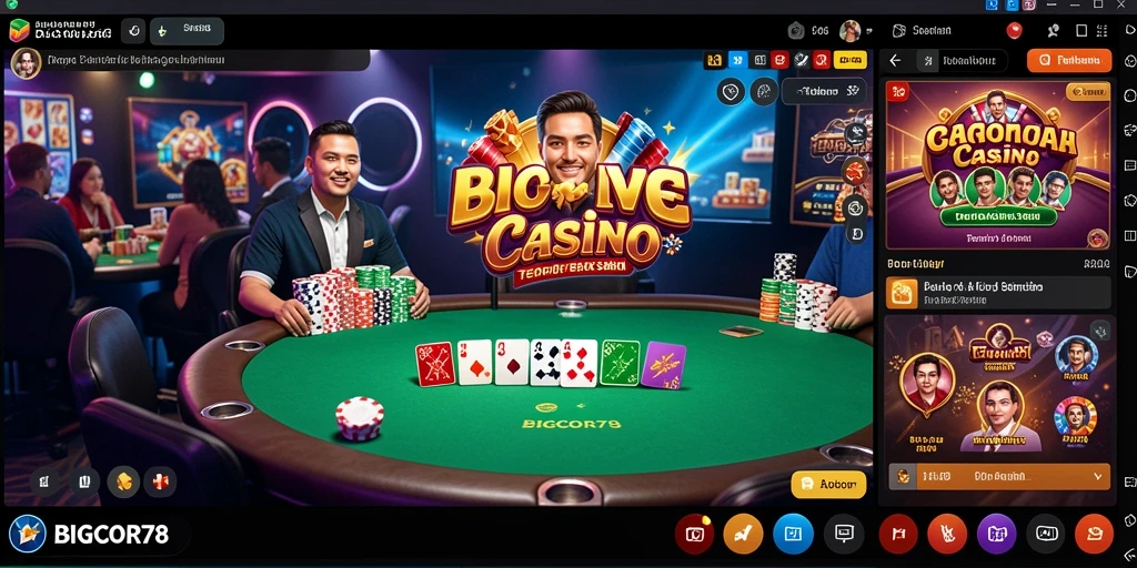 Tampilan permainan seru di <strong>BIGCOR78</strong> dengan dealer langsung.