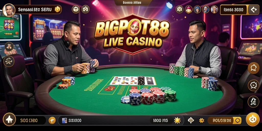 Screenshot gameplay Live Casino BIGPOT88 dengan dealer langsung.