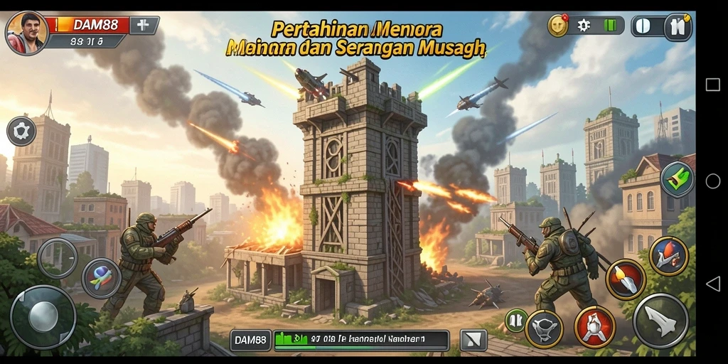 Screenshot gameplay <strong>DAM88</strong> menampilkan aksi menakjubkan dalam pertahanan menara.
