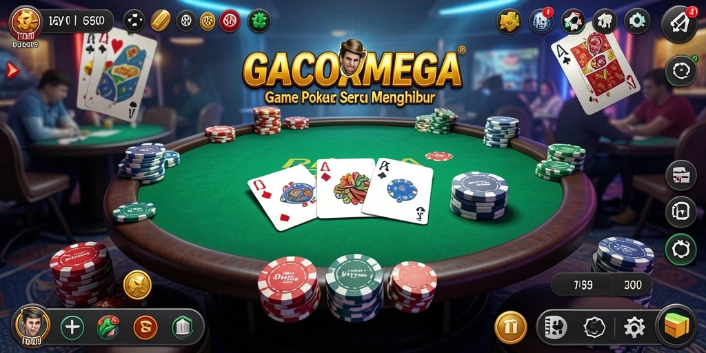 Screenshot utama GACORMEGA menunjukkan gameplay seru poker.