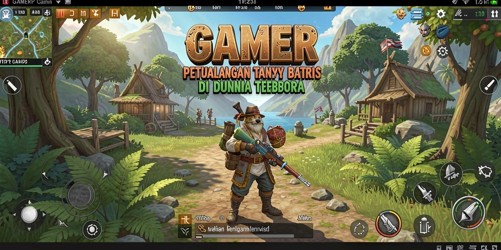 Screenshot gameplay menunjukkan petualangan seru di dunia terbuka.