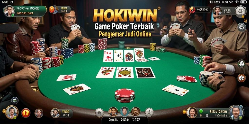Screenshot gameplay HOKIWIN yang menampilkan aksi poker seru.
