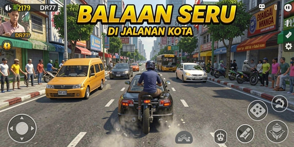Tampilan gameplay IDR77 yang menampilkan balapan seru dan kendaraan modifikasi.