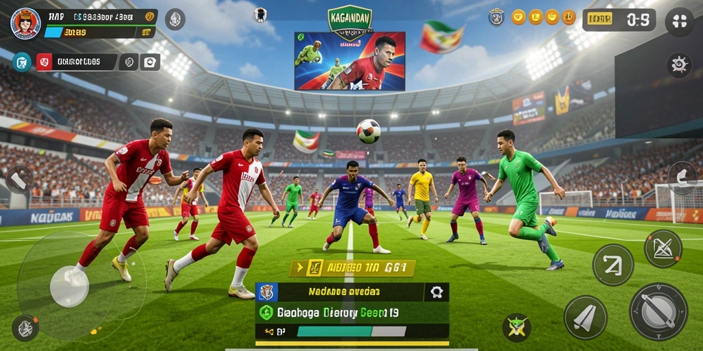 Tangkapan layar gameplay seru KAGANDAN menunjukkan aksi olahraga yang dinamis.