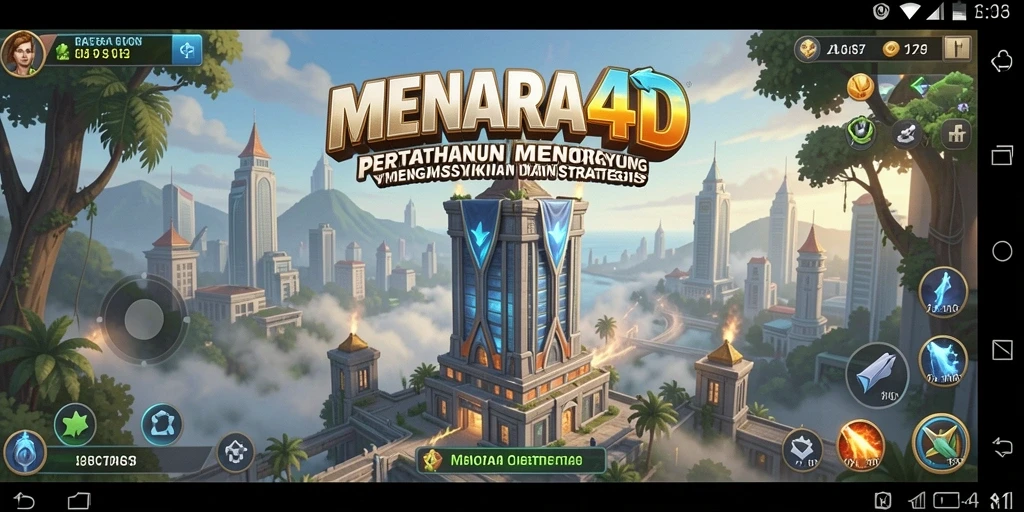 Screenshot MENARA4D menampilkan aksi seru gameplay Tower Defense yang intens.