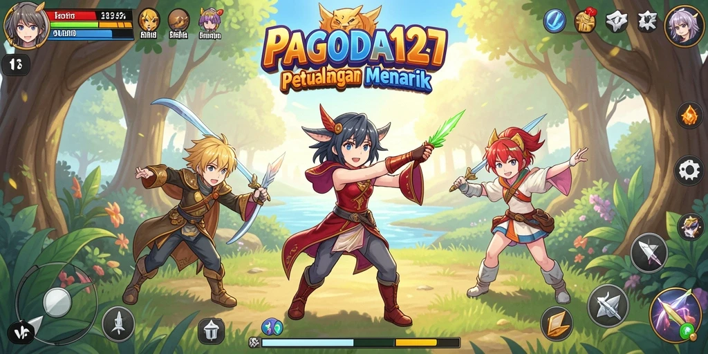 Tampilan gameplay menarik dari PAGODA127 dengan karakter anime ikonik.