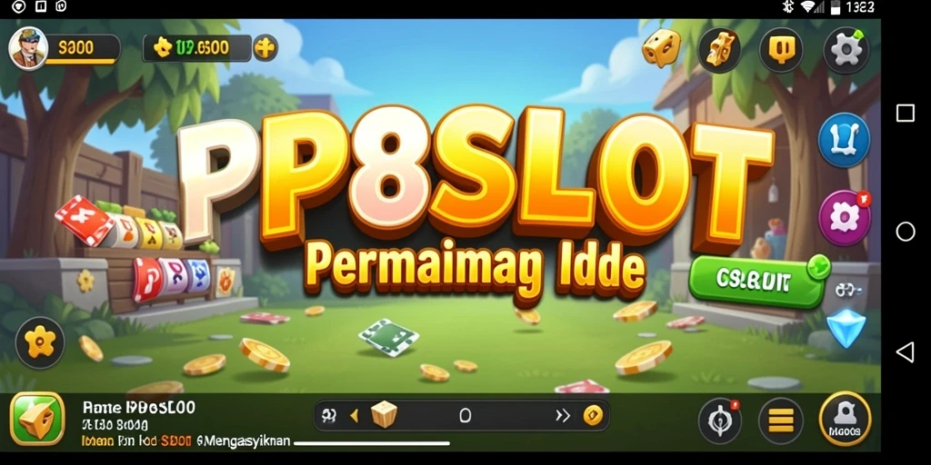 Tampilan gameplay PP8SLOT yang menampilkan karakter mengumpulkan sumber daya secara otomatis.