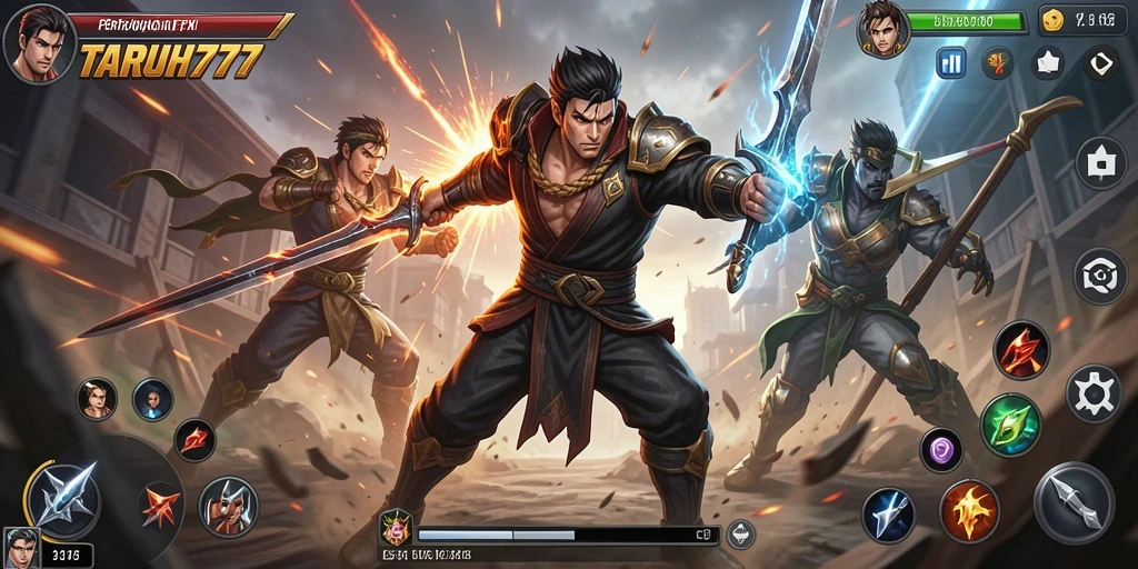 Screenshot TARUH777 menampilkan pertarungan aksi yang intens dan mendebarkan.