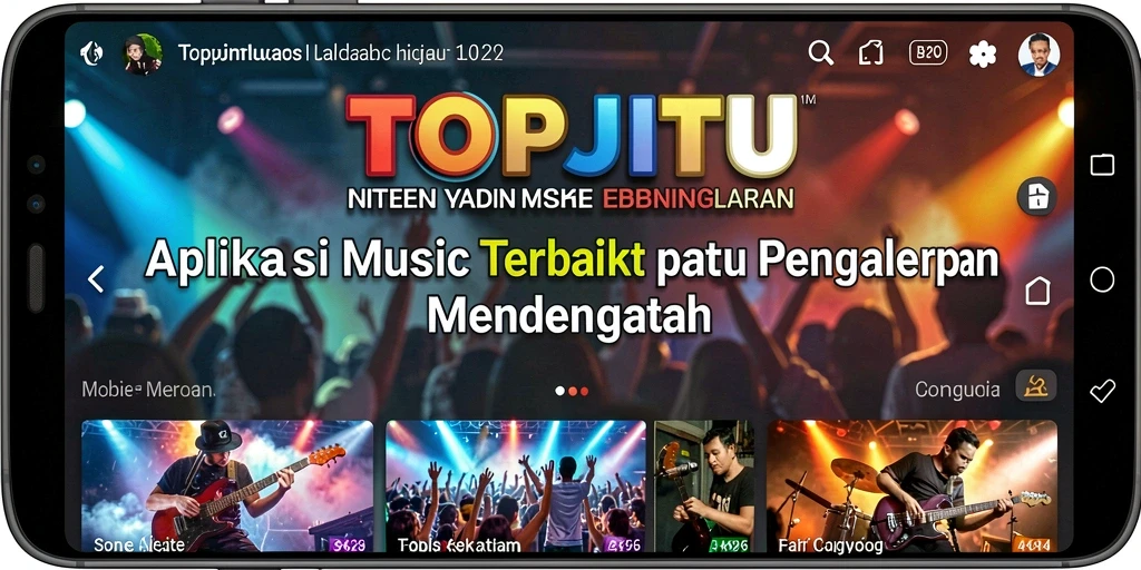 Tampilan screenshot gameplay aplikasi musik TOPJITU yang interaktif.